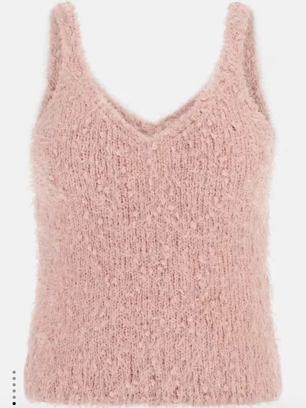 Guess Blush Pink Fuzzy V-Neck sweater Crop Tank